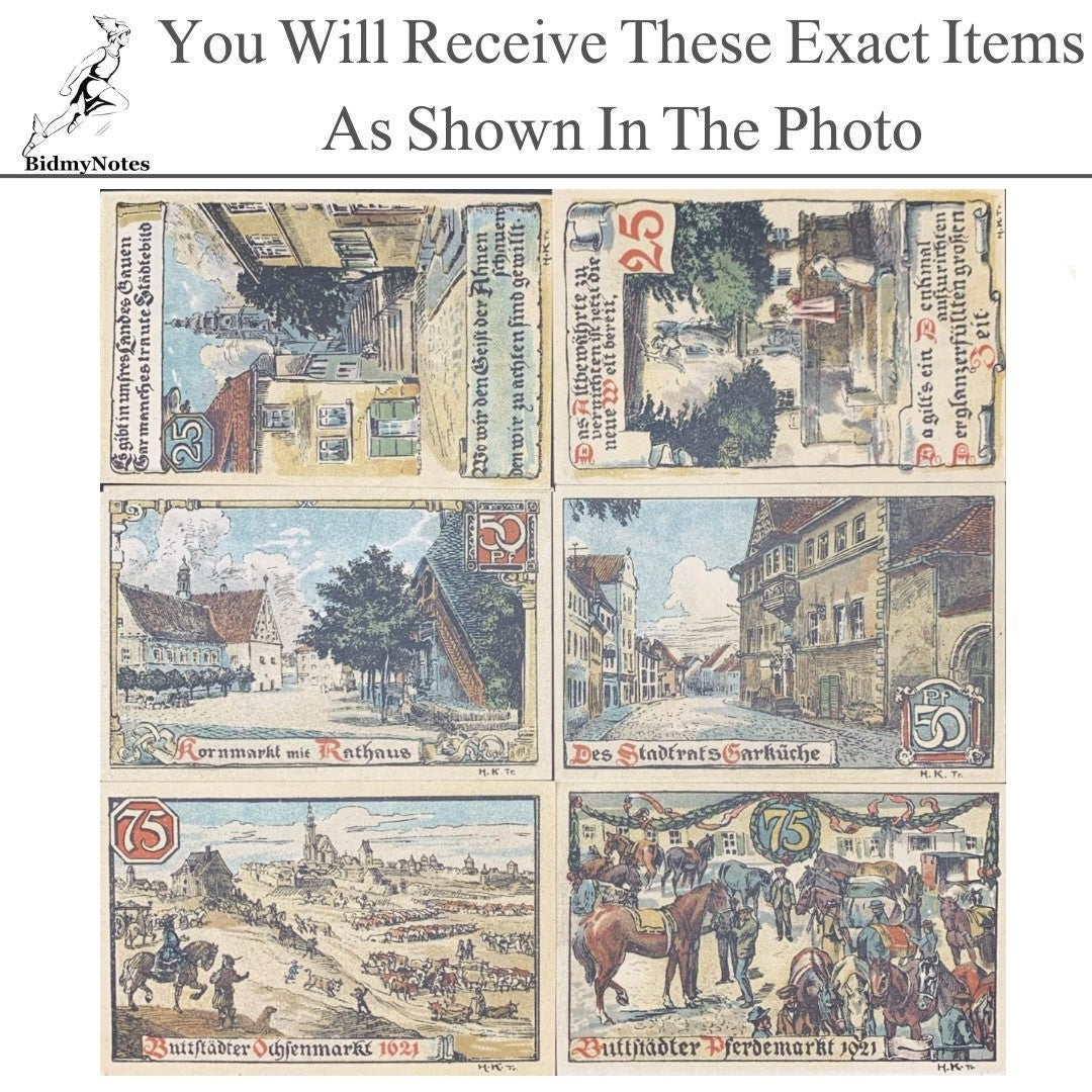 Germany Notgeld BUTTSTADT 25 50 75 Pfennig 1921 Set 6 pcs