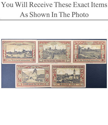 Germany Notgeld GUHRAU 25 50 75 Pfennig 1 2 Mark 1922 Set 5 pcs