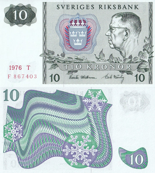 Sweden 10 Kronor P 52d UNC Random Year