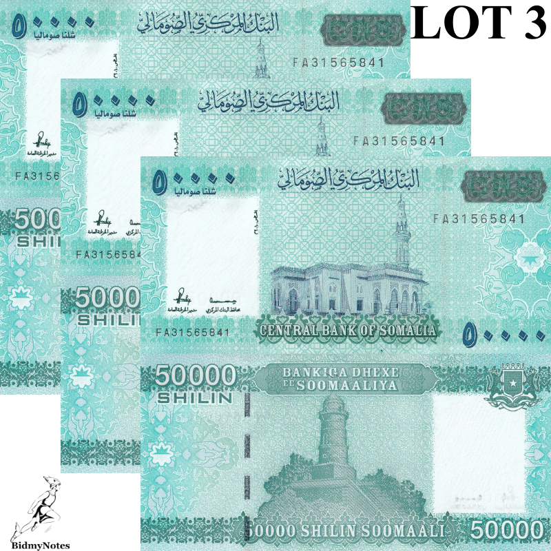 Somalia 50000 Shillings 2010 (2023) P New UNC Lot 3 pcs