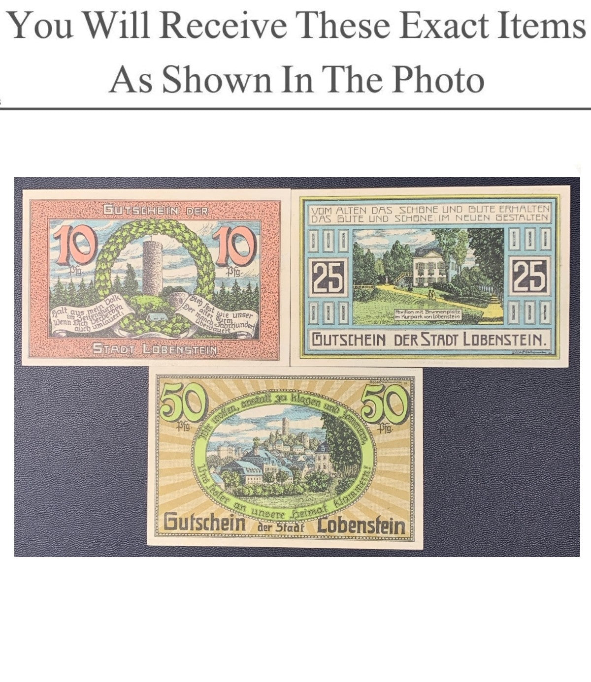 Germany Notgeld LOBENSTEIN 10 25 50 Pfennig 1921 Full Set 3 pcs