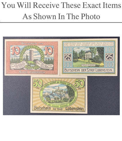 Germany Notgeld LOBENSTEIN 10 25 50 Pfennig 1921 Full Set 3 pcs