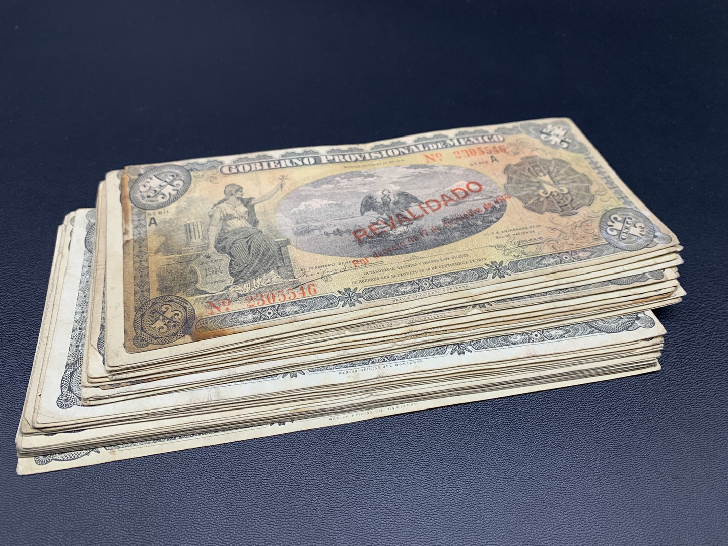 Mexico 1 Peso 1914 P S701b Circulated SERIE A 1/20 Bundle Lot 5 pcs