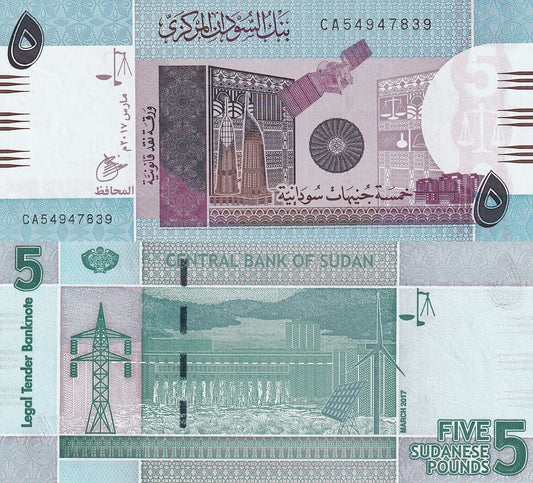 Sudan 5 Sudan Pounds 2017 P 72d UNC