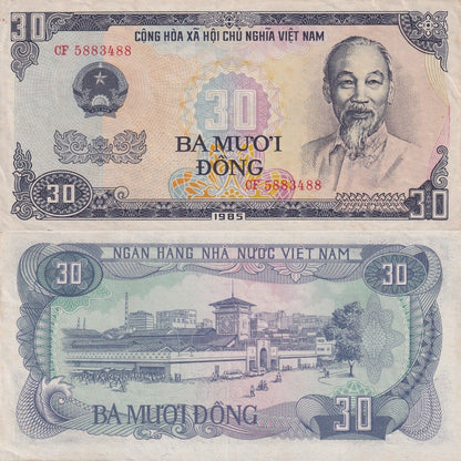 Viet Nam Vietnam 30 Dong 1985 P 95 AU AUNC FOXING