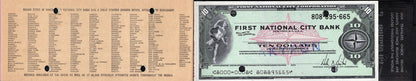 USA 10 Dollars 1969 First National City Corp. Bank Cheque UNC W/Booklet (1 Note)