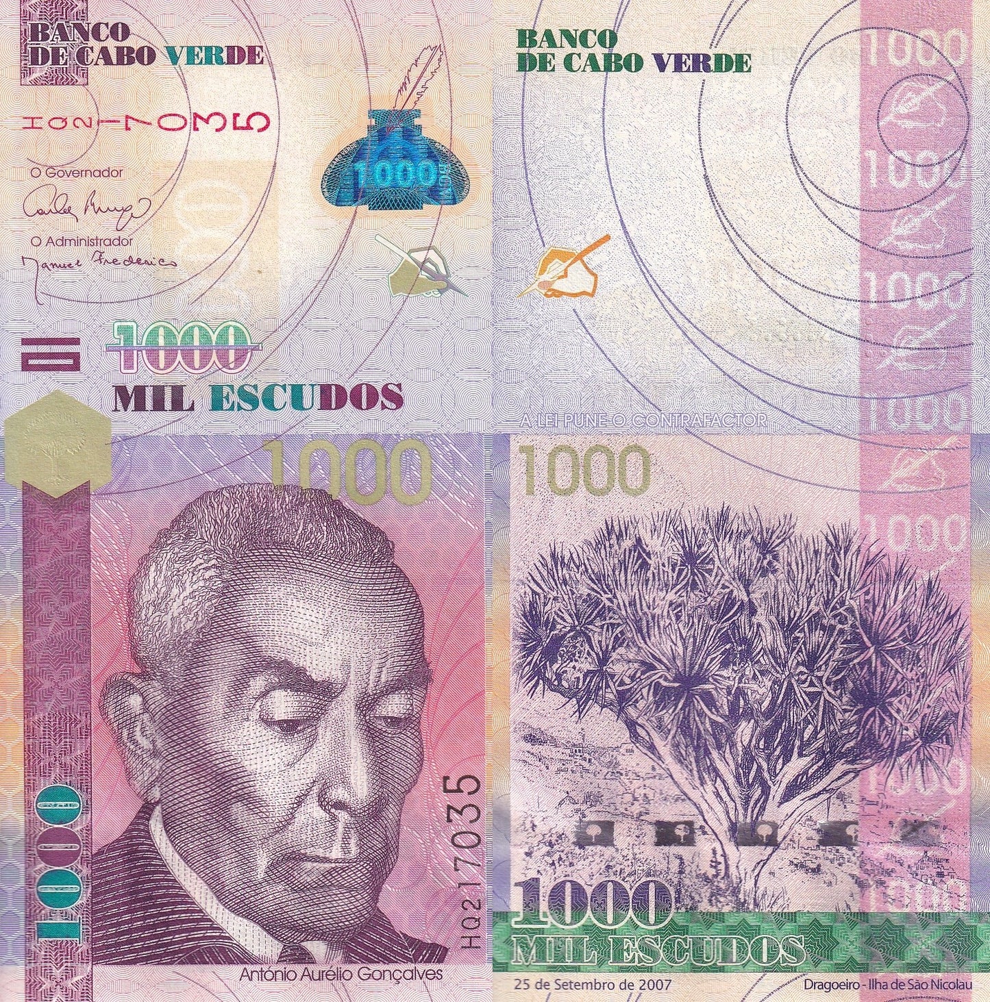 Cape Verde Cabo Verde 1000 Escudos 2007 P 70a UNC