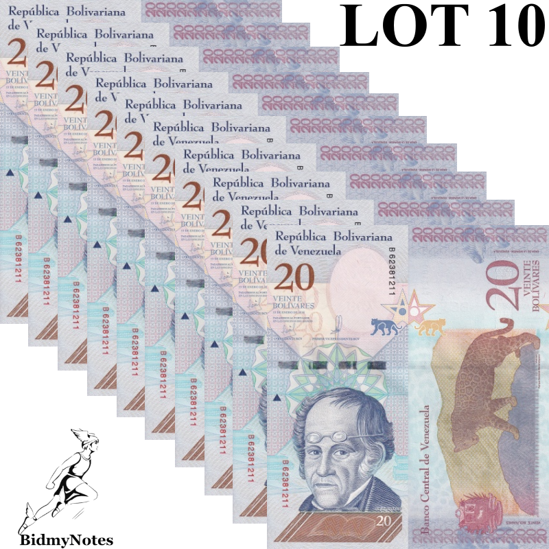 Venezuela 20 Bolivares 2018 P 104 UNC 1 Bundle LOT 10 pcs