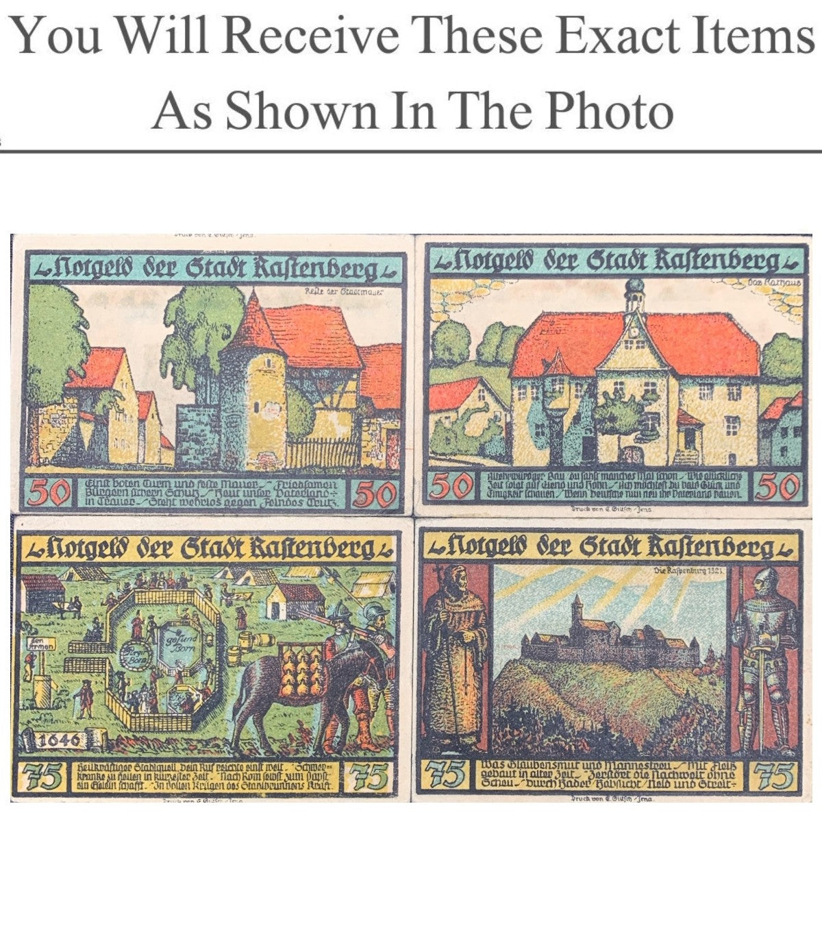 Germany Notgeld RASTENBERG 50 75 Pfenning 1921 Set 4 pcs