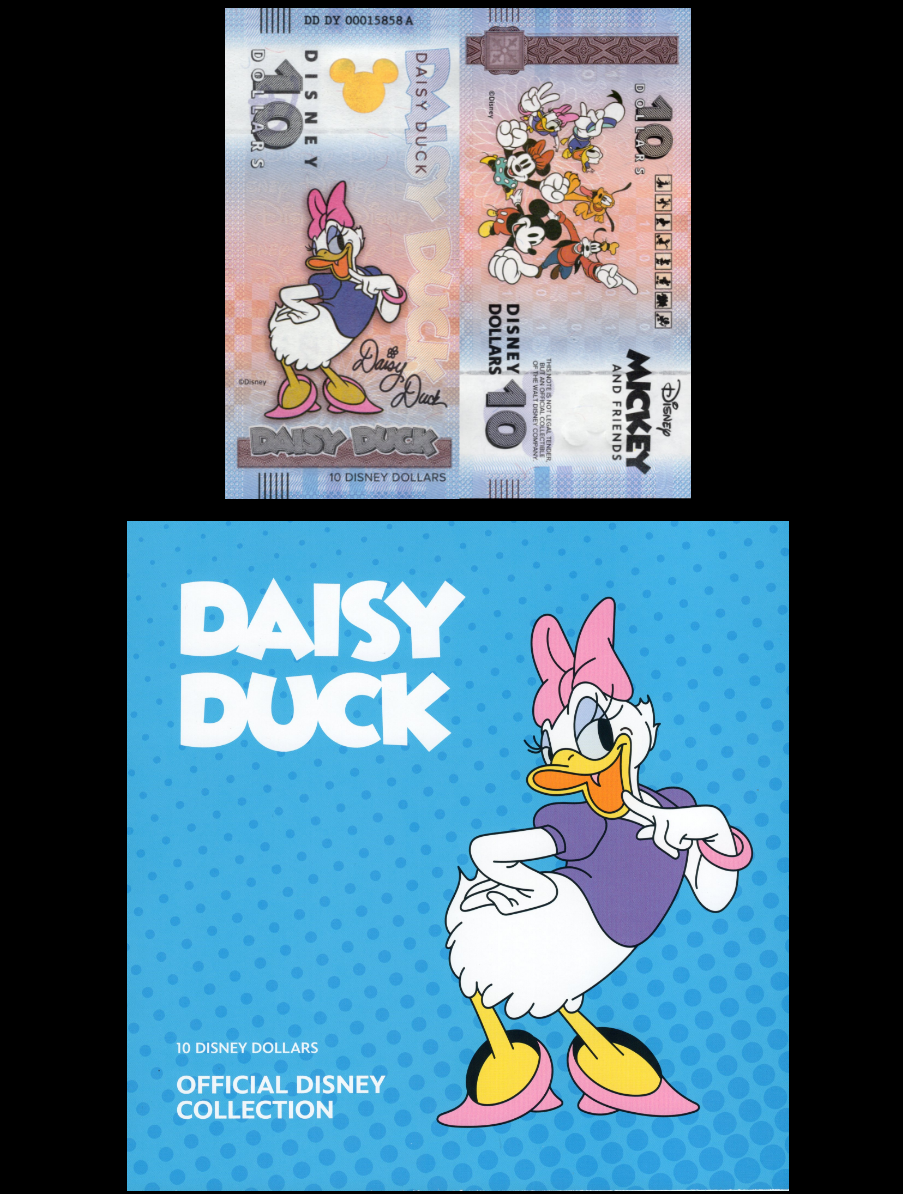 Disney Official Mickey Mouse & Frinds 10 Dollars 2025 Daisy Duck UNC With Folder