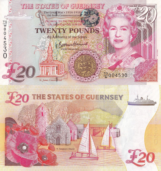 Guernsey 20 Pounds 2018 P 63 UNC Commemorative