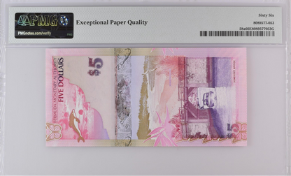 Bermuda Monetary Authority 5 Dollars 2009 P 58a UNC PMG 66 EPQ Onion Prefix