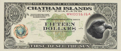 Chatham Islands 15 Dollars 1999 Commemorative Polymer Banknote Test Note UNC