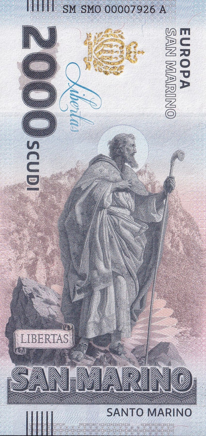San Marino Republic 2000 Scudi San Marino UNC COMM. Test Note