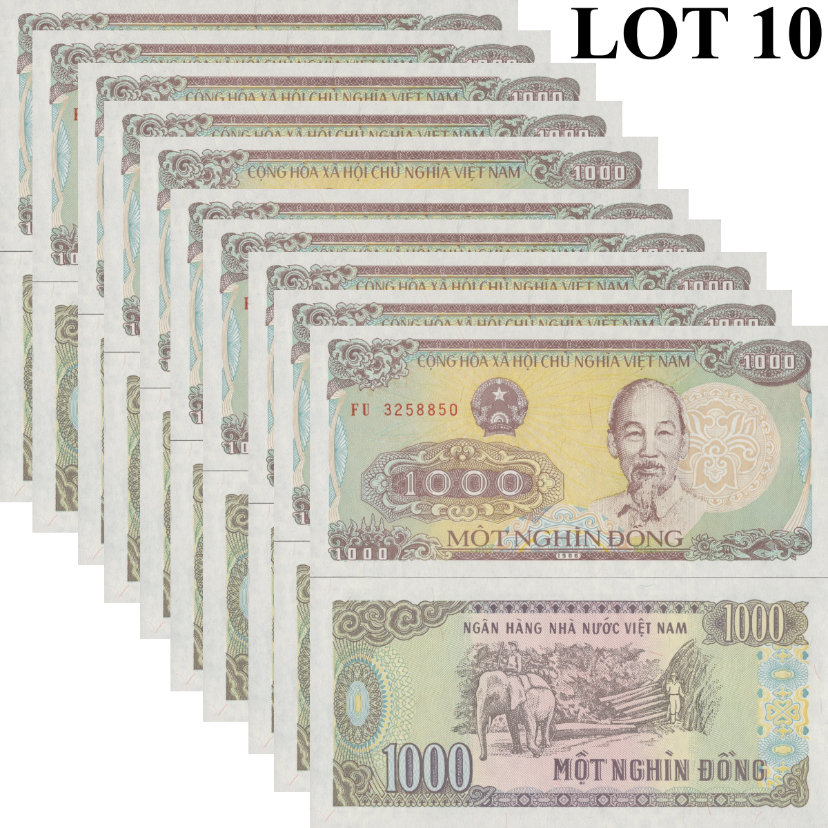 Viet Nam Vietnam 1000 Dong 1988 P 106 UNC 1/10 Bundle Lot 10 pcs