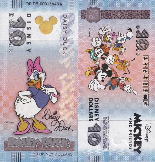 Disney Official Mickey Mouse & Frinds 10 Dollars 2025 Daisy Duck UNC