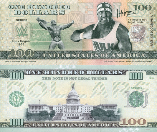 USA Hulk Hogan 100 Dollars WWE TEST NOTE 2024 UNC