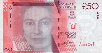 Gibraltar 50 Pounds Sterling 2010 P 38 UNC A/AA Prefix