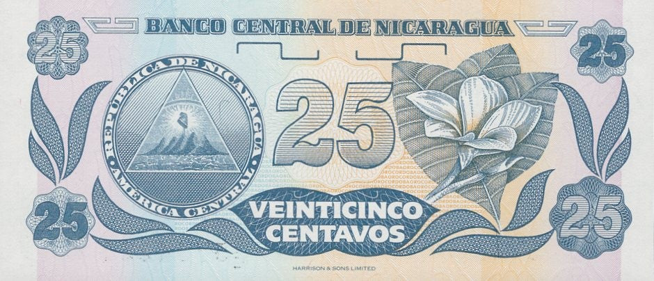 Nicaragua 25 Centavos de Cordoba ND (1991) P 170 UNC