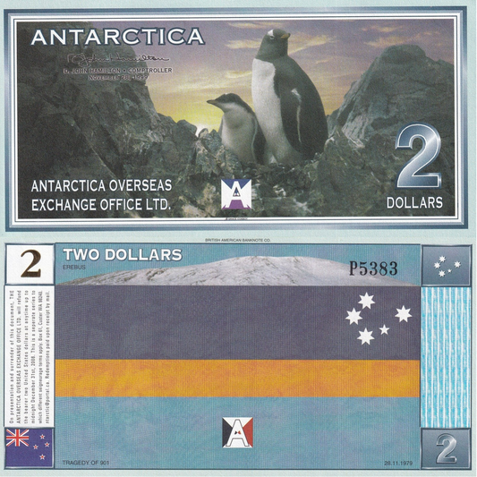 Antrarctica 2 Dollar 1999 Banknote Overseas Exchange Office Uncirculated UNC