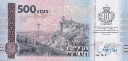 San Marino Republic 500 Scudi Porta San Francesco UNC Commemorative Test Note