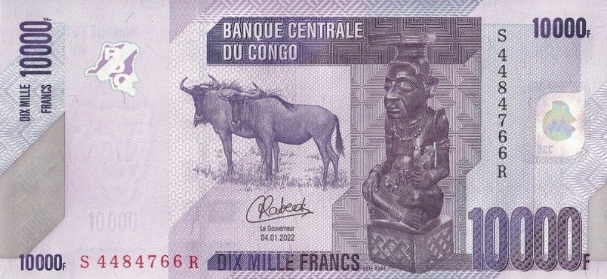 Congo Democratic Republic 10000 Francs 2022 P 103 UNC