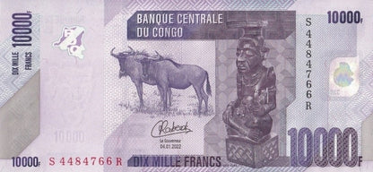 Congo Democratic Republic 10000 Francs 2022 P 103 UNC