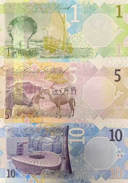 Qatar 1 5 10 Riyals 2025/2026 P New Design UNC Set 3 pcs