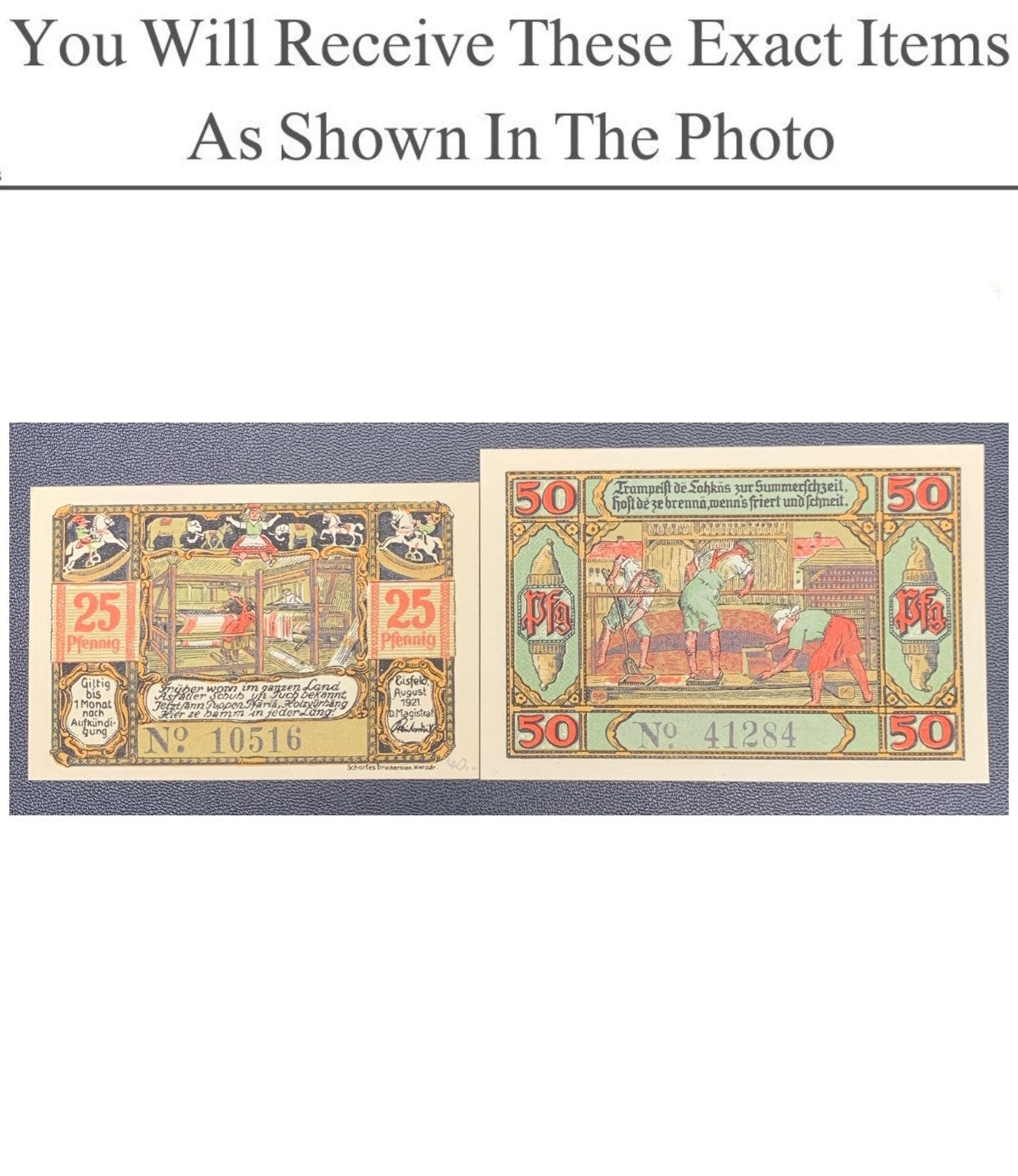 Germany Notgeld EISFELD 25 50 Pfenning 1921 Set 2 pcs