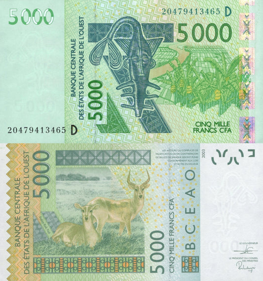 West African States 5000 Francs 2020 P 417D UNC