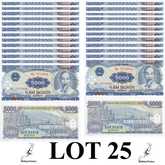 Viet Nam Vietnam 5000 Dong 1991 P 108 UNC 1/4 Bundle Lot 25 pcs