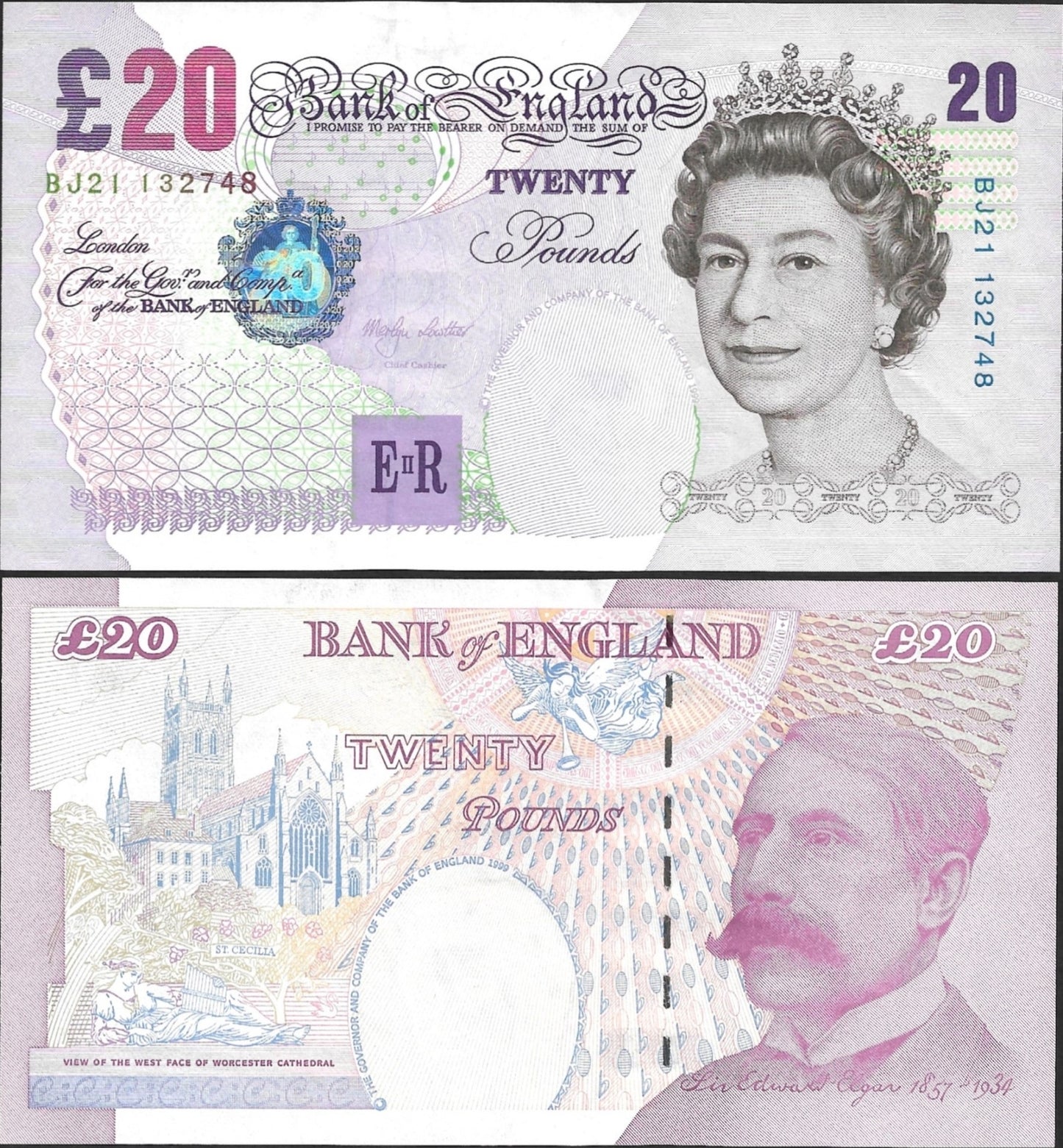 Great Britain 20 Pounds ND 1999-2006 P 390a Queen Elizabeth ll AU