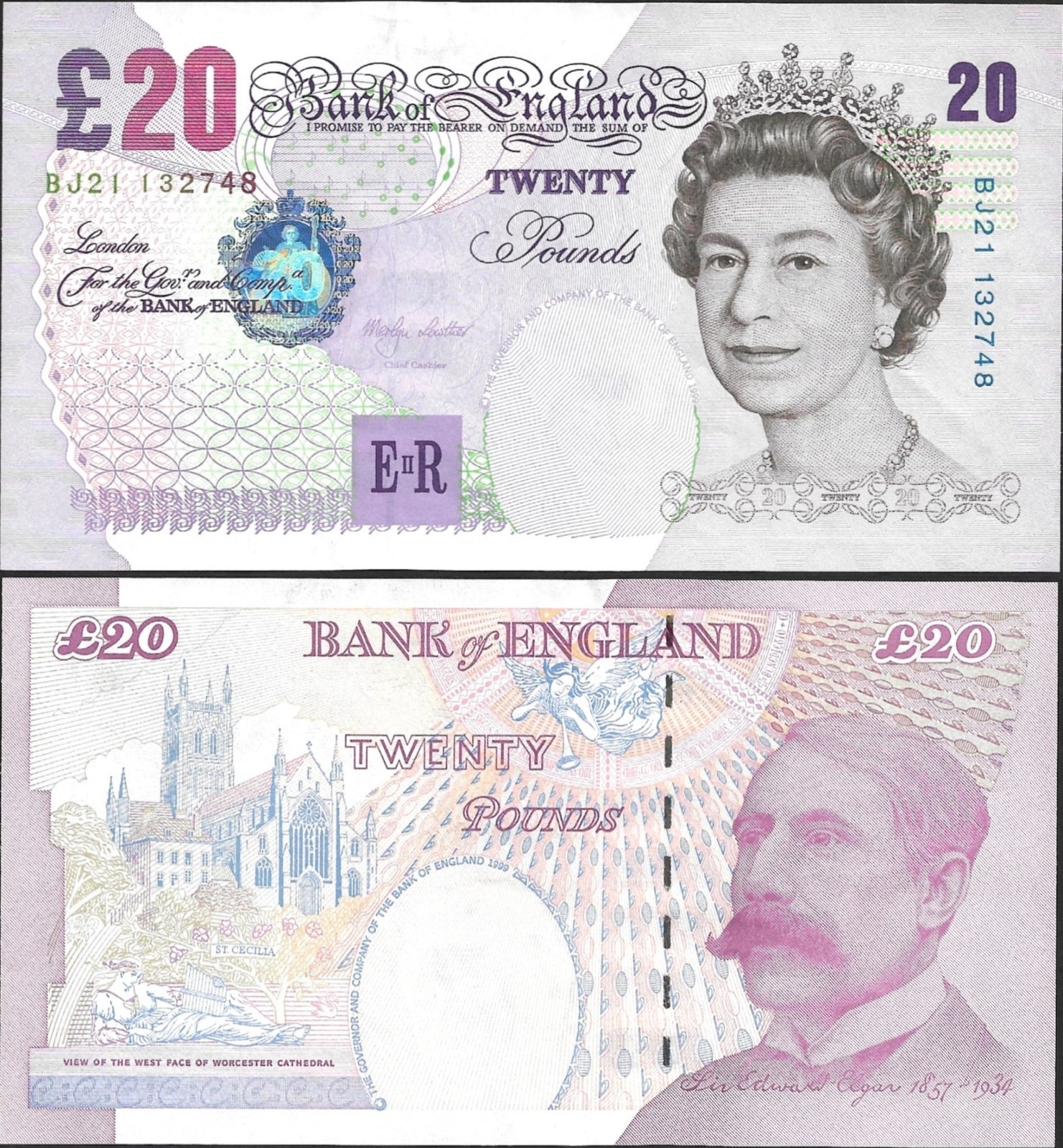 Great Britain 20 Pounds ND 1999-2006 P 390a Queen Elizabeth ll AU
