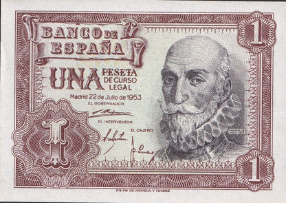 Spain 1 Peseta 1953 P 144 UNC