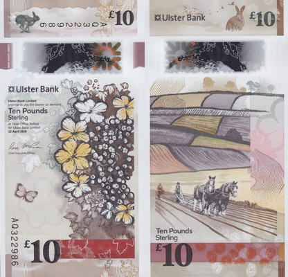 Northern Ireland 10 Pounds 2018 P 344 Polymer UNC Ulster Bank