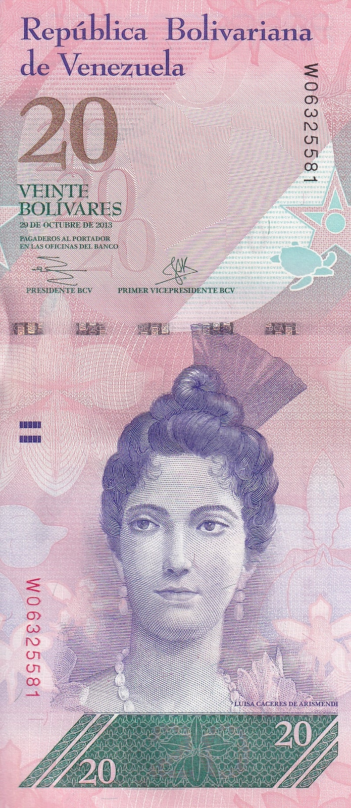 Venezuela 20 Bolivares 2013 P 91f UNC