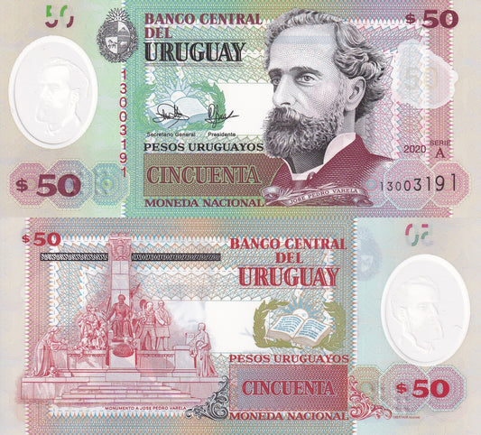 Uruguay 50 Pesos Uruguayos 2020 P 102 Polymer UNC