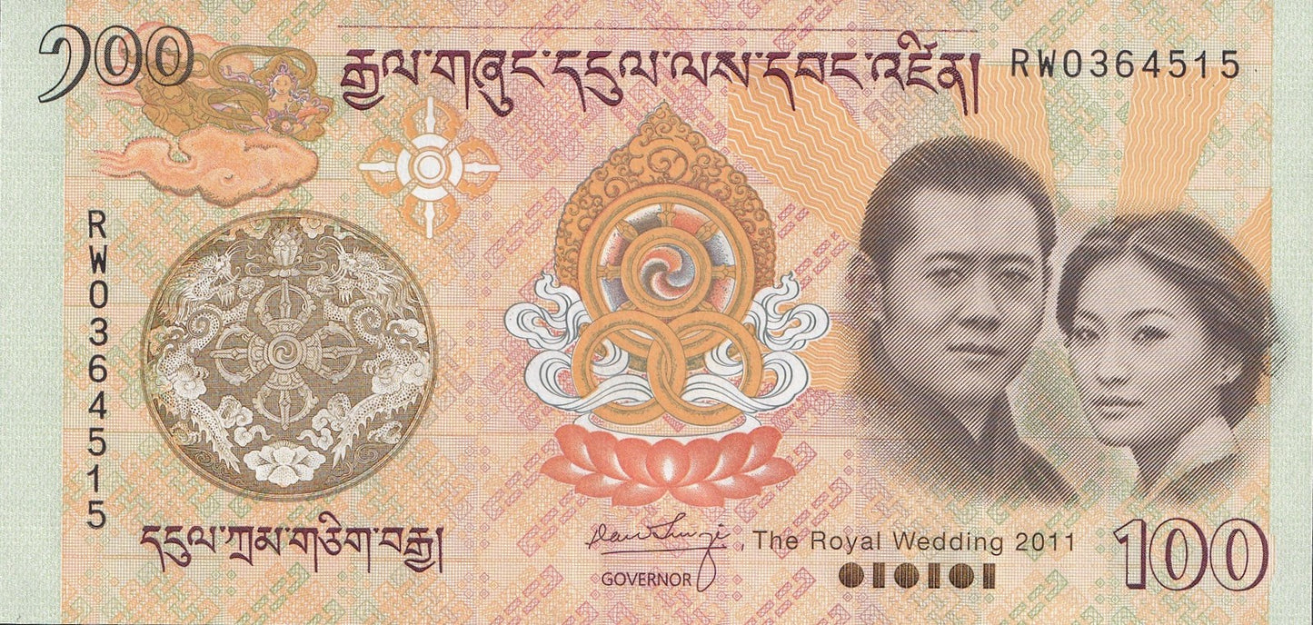 Bhutan 100 Ngultrum 2011P P 35 UNC Commemorative