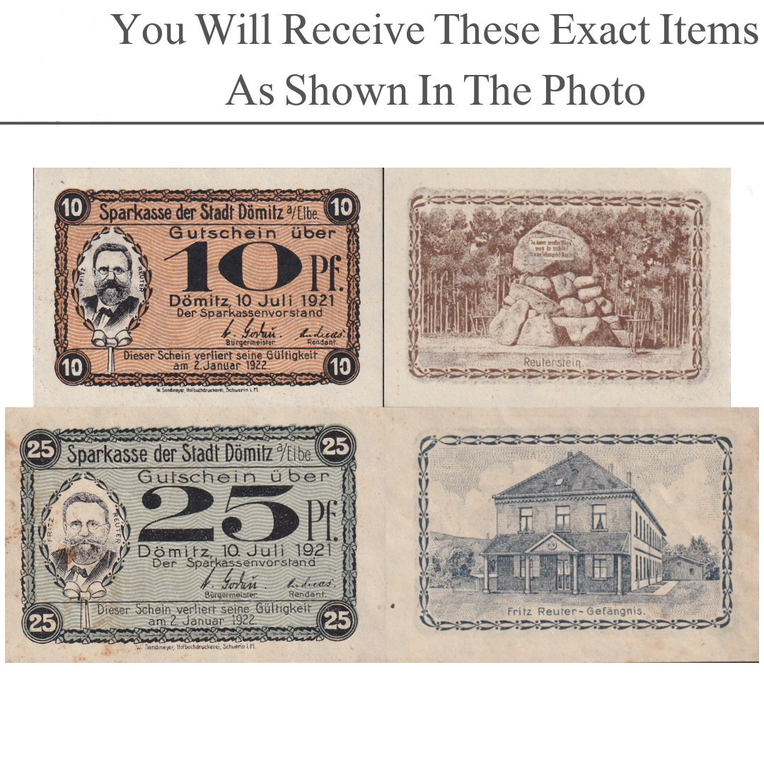Germany Notgeld DOMITZ 10 25 Pfennig 1921 Set 2 pcs