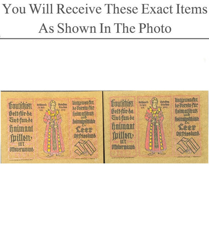Germany Notgeld LEER 50 Pfenning 1921 Set 2 pcs