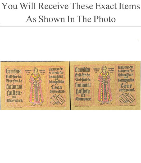 Germany Notgeld LEER 50 Pfenning 1921 Set 2 pcs