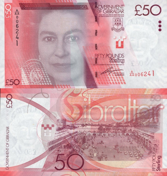 Gibraltar 50 Pounds Sterling 2010 P 38 UNC A/AA Prefix