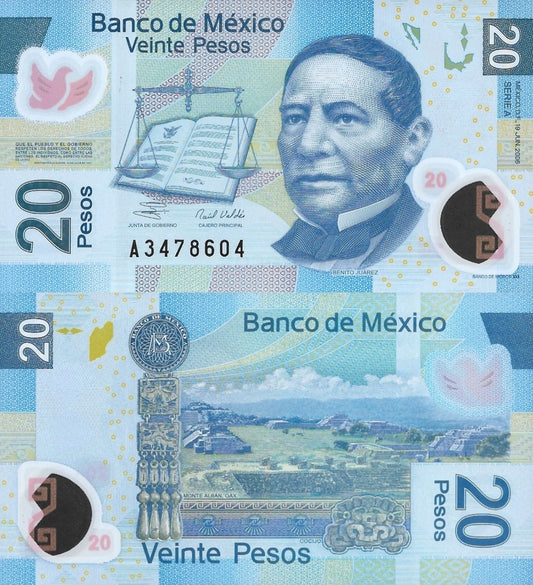 Mexico 20 Pesos 2006 P 122a Polymer A Serie UNC