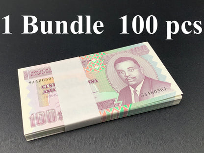 Burundi 100 Francs 2024/2025 P 44 New UNC 1 Bundle Lot 100 pcs