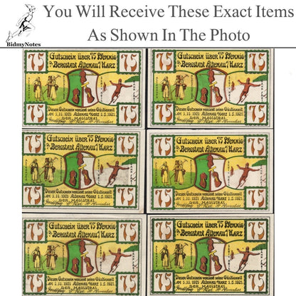 Germany Notgeld ALTENAU 75 Pfennig 1921 Set 6 pcs