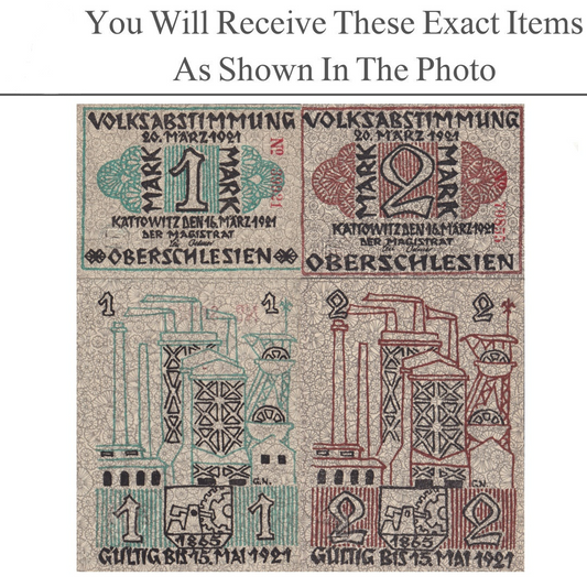 Germany Notgeld KATTOWITZ 1 2 Mark 1921 Set 2 pcs