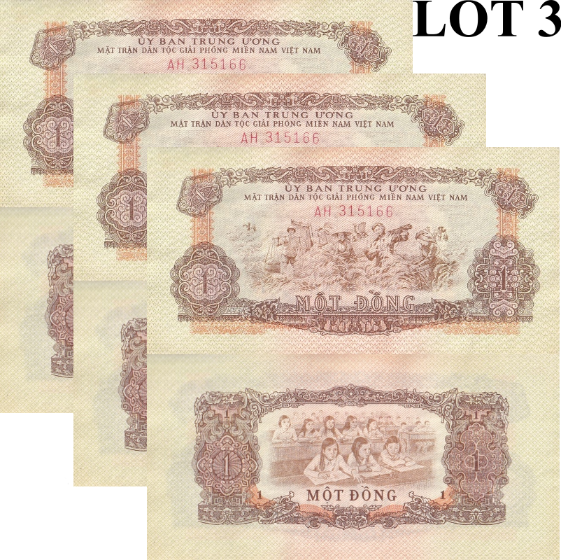Viet Nam Vietnam 1 Dong 1963 P R3 UNC Less LOT 3 pcs