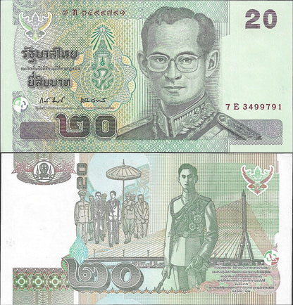 Thailand 20 Baht 2003 P 109 UNC LOT 10 pcs