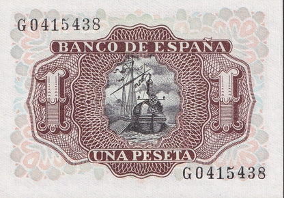 Spain 1 Peseta 1953 P 144 UNC