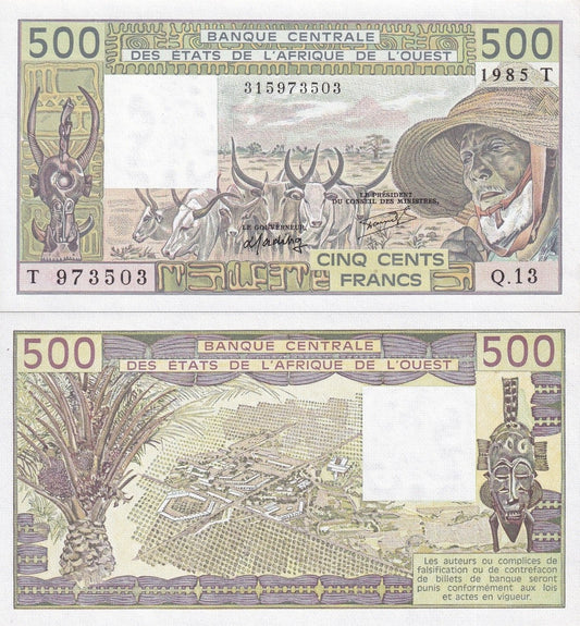 West African States Togo 500 Francs 1985 P 806Th UNC